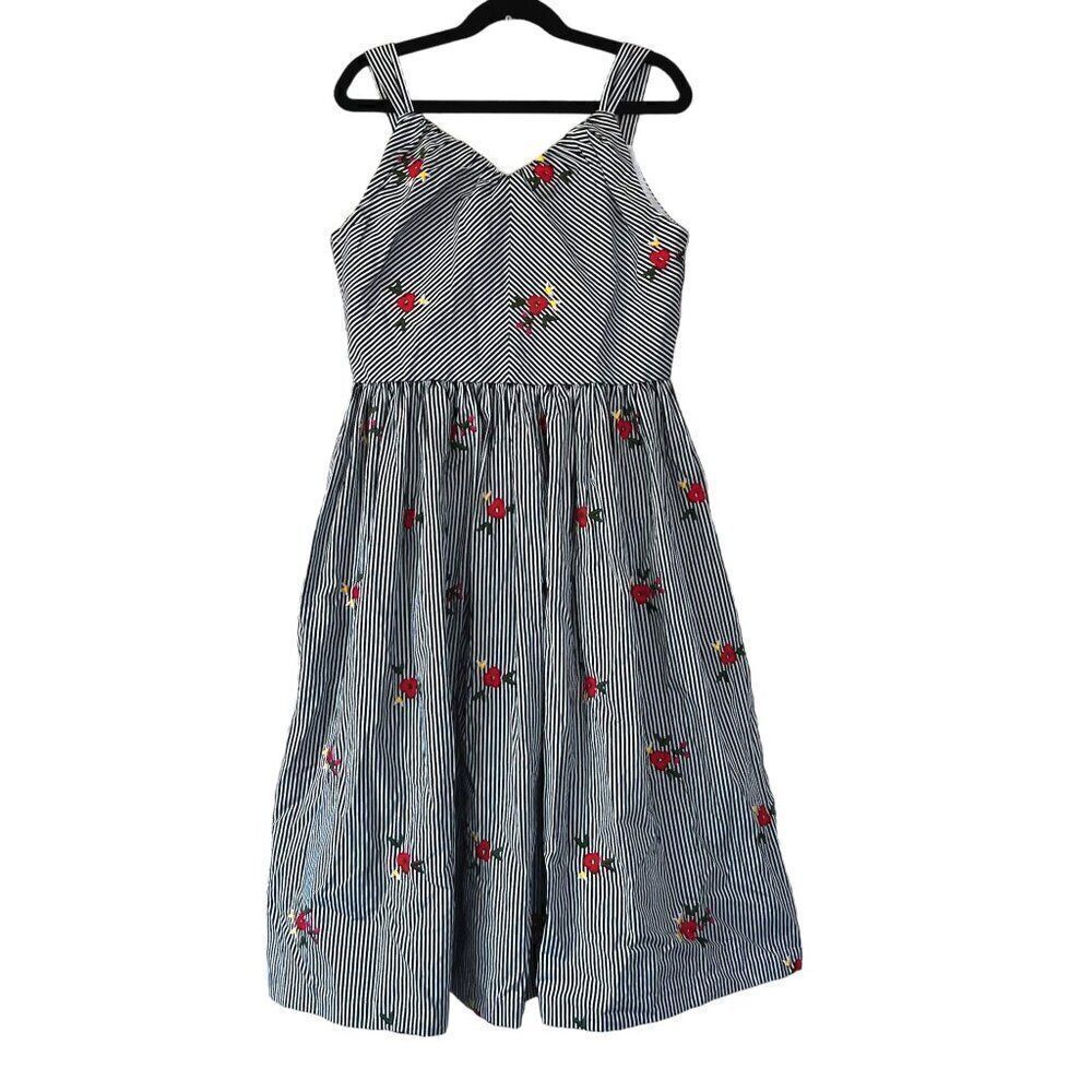 Pastourelle by Pippa and Julie Embroidered Flower Stripe Dress Size 12